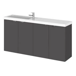 Hudson Reed Fusion 1000mm Gloss Grey Compact Wall Hung Unit & Basin – Modern Bathroom Storage Solution