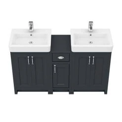 Chatsworth Traditional Graphite Double Basin Vanity + Cupboard Combination Unit | Bathroom Furniture Packs -Vanity Units Shop CBLK142PK n d2 460