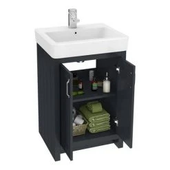 Chatsworth Traditional Graphite Double Basin Vanity + Cupboard Combination Unit | Bathroom Furniture Packs -Vanity Units Shop CBLK142PK n d3 460