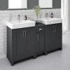 Chatsworth Traditional Graphite Double Basin Vanity + Cupboard Combination Unit | Bathroom Furniture Packs