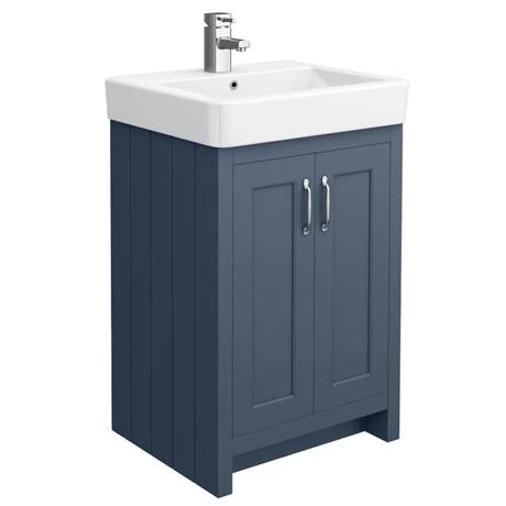Chatsworth Traditional Blue Double Basin Vanity + Cupboard Combination Unit - Elegant Bathroom Furniture Pack 5 Chatsworth Traditional Blue Double Basin Vanity + Cupboard Combination Unit - Elegant Bathroom Furniture Pack - Image 5
