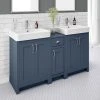Chatsworth Traditional Blue Double Basin Vanity + Cupboard Combination Unit - Elegant Bathroom Furniture Pack