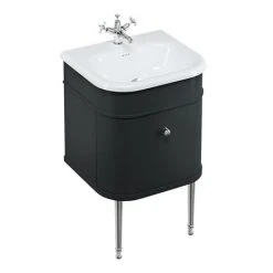 Burlington Chalfont 550mm Matt Black Wall Hung Vanity Unit with Single Drawer & Chrome Handle