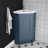 Chatsworth Traditional Blue Corner Vanity Unit - Freestanding Bathroom Storage