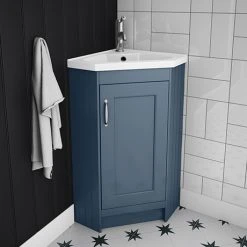 Vanity Units Shop 38 Chatsworth Traditional Blue Corner Vanity Unit - Freestanding Bathroom Storage