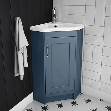 Chatsworth Traditional Blue Corner Vanity Unit - Freestanding Bathroom Storage 1 Chatsworth Traditional Blue Corner Vanity Unit - Freestanding Bathroom Storage