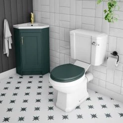 Chatsworth Traditional Green Corner Vanity Unit - Freestanding Bathroom Storage -Vanity Units Shop CHATCRNGRN d2 460
