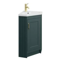 Chatsworth Traditional Green Corner Vanity Unit - Freestanding Bathroom Storage -Vanity Units Shop CHATCRNGRN d3 460