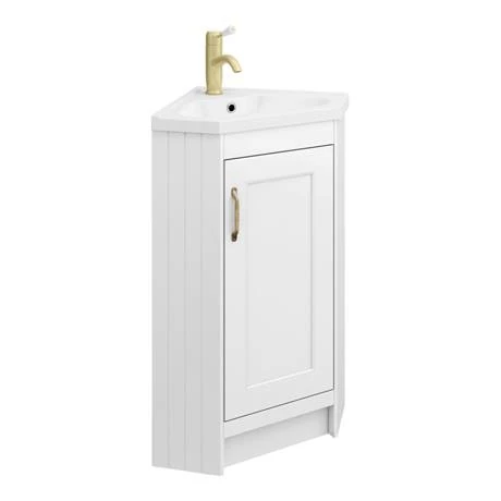 Chatsworth Traditional White Corner Vanity Unit - Freestanding Bathroom Storage Solution 4 Chatsworth Traditional White Corner Vanity Unit - Freestanding Bathroom Storage Solution - Image 4