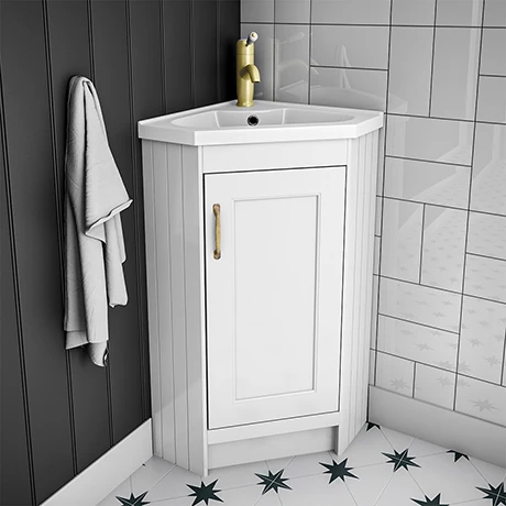 Chatsworth Traditional White Corner Vanity Unit - Freestanding Bathroom Storage Solution 1 Chatsworth Traditional White Corner Vanity Unit - Freestanding Bathroom Storage Solution
