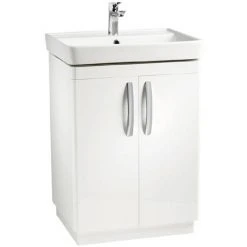 Tavistock Compass 600mm Freestanding Unit & Basin - Gloss White | Modern Bathroom Vanity