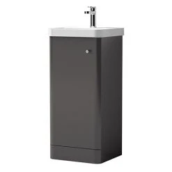 Cruze 400mm Curved Gloss Grey Freestanding Vanity Unit