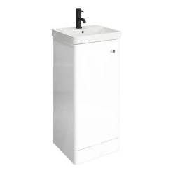 Cruze 400mm Curved Gloss White Vanity Unit - Stylish Freestanding Bathroom Storage -Vanity Units Shop CRZ4VW d2 460