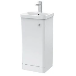 Cruze 400mm Curved Gloss White Vanity Unit - Stylish Freestanding Bathroom Storage