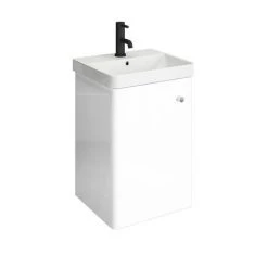 Cruze 400mm Curved Gloss White Wall Hung Vanity Unit - Compact Cloakroom Design -Vanity Units Shop CRZ4WHVW D3 460