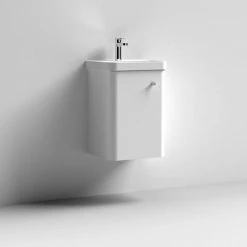 Cruze 400mm Curved Gloss White Wall Hung Vanity Unit - Compact Cloakroom Design -Vanity Units Shop CRZ4WHVW d4 460