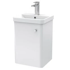 Cruze 400mm Curved Gloss White Wall Hung Vanity Unit - Compact Cloakroom Design