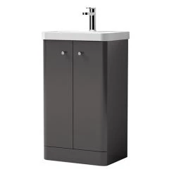 Cruze Curved Vanity Unit - 500mm - Gloss Grey