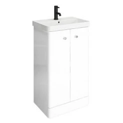 Cruze 500mm Curved Gloss White Freestanding Vanity Unit - Modern Bathroom Storage -Vanity Units Shop CRZ5VW d2 460