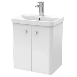Cruze 500mm Curved Gloss White Wall Hung Vanity Unit - Modern Bathroom Storage Solution