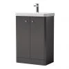 Cruze Curved Vanity Unit 600mm Gloss Grey | Freestanding Bathroom Vanity