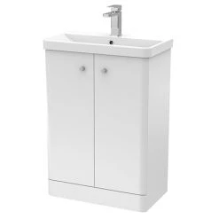 Cruze 600mm Curved Gloss White Freestanding Vanity Unit