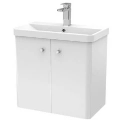 Cruze 600mm Curved Gloss White Wall Hung Vanity Unit - Stylish & Space-Saving Bathroom Solution -Vanity Units Shop CRZ6WHVW d5 460