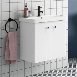 Cruze 600mm Curved Gloss White Wall Hung Vanity Unit - Stylish & Space-Saving Bathroom Solution