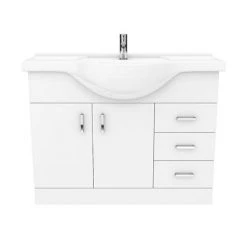Cove White 1050mm Large Freestanding Vanity Unit - Modern Bathroom Storage Solution -Vanity Units Shop CV1050 D5 460