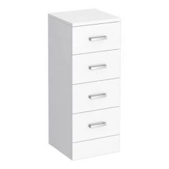 Cove White Gloss Double Basin Vanity with Drawer Combination Unit - Modern Double Sink Bathroom Cabinet -Vanity Units Shop CV1400PK d2 460