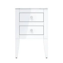 Crosswater Canvass White Gloss 485mm Double Drawer Vanity Unit with Carrara Marble Effect Worktop -Vanity Units Shop CV485WLWG D2 460