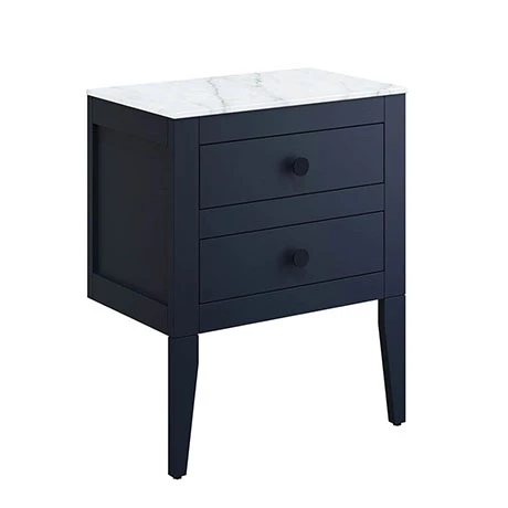 Crosswater Canvass Deep Indigo Blue 600mm Double Drawer Unit with Carrara Marble Effect Worktop 1 Crosswater Canvass Deep Indigo Blue 600mm Double Drawer Unit with Carrara Marble Effect Worktop