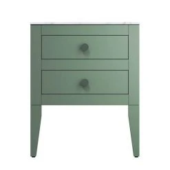 Crosswater Canvass Sage Green 600mm Double Drawer Wall Hung Vanity Unit with Carrara Marble Effect Worktop 5 Crosswater Canvass Sage Green 600mm Double Drawer Wall Hung Vanity Unit with Carrara Marble Effect Worktop -Vanity Units Shop CV600WLSGR D2 460