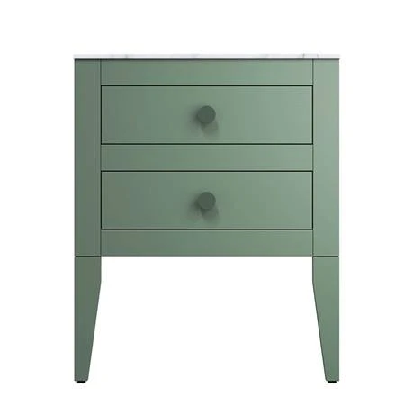 Crosswater Canvass Sage Green 600mm Double Drawer Wall Hung Vanity Unit with Carrara Marble Effect Worktop 3 Crosswater Canvass Sage Green 600mm Double Drawer Wall Hung Vanity Unit with Carrara Marble Effect Worktop - Image 3