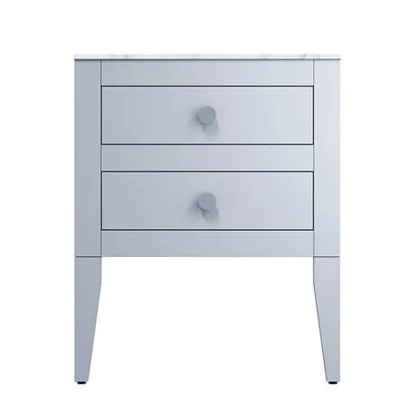 Crosswater Canvass Storm Grey Matt 600mm Double Drawer Unit with Carrara Marble Effect Worktop | Wall Hung Vanity Unit 3 Crosswater Canvass Storm Grey Matt 600mm Double Drawer Unit with Carrara Marble Effect Worktop | Wall Hung Vanity Unit - Image 3