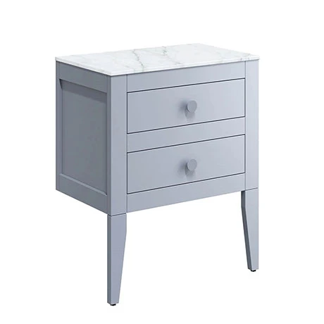 Crosswater Canvass Storm Grey Matt 600mm Double Drawer Unit with Carrara Marble Effect Worktop | Wall Hung Vanity Unit 1 Crosswater Canvass Storm Grey Matt 600mm Double Drawer Unit with Carrara Marble Effect Worktop | Wall Hung Vanity Unit