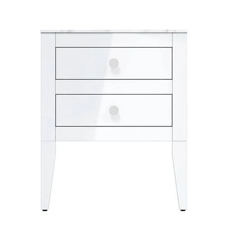 Crosswater Canvass White Gloss 600mm Double Drawer Unit with Carrara Marble Effect Worktop - Wall Hung Vanity Unit 4 Crosswater Canvass White Gloss 600mm Double Drawer Unit with Carrara Marble Effect Worktop - Wall Hung Vanity Unit - Image 4