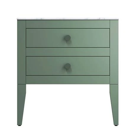 Crosswater Canvass Sage Green 700mm Double Drawer Unit with Carrara Marble Effect Worktop - Wall Hung Vanity Unit 3 Crosswater Canvass Sage Green 700mm Double Drawer Unit with Carrara Marble Effect Worktop - Wall Hung Vanity Unit - Image 3