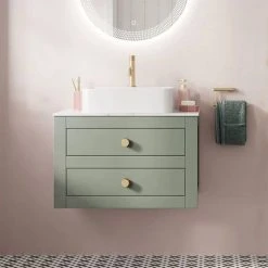Crosswater Canvass Sage Green 700mm Double Drawer Unit with Carrara Marble Effect Worktop - Wall Hung Vanity Unit 10 Crosswater Canvass Sage Green 700mm Double Drawer Unit with Carrara Marble Effect Worktop - Wall Hung Vanity Unit -Vanity Units Shop CV700WLSGR D4 460