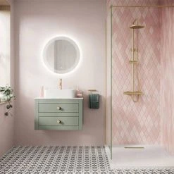 Crosswater Canvass Sage Green 700mm Double Drawer Unit with Carrara Marble Effect Worktop - Wall Hung Vanity Unit 11 Crosswater Canvass Sage Green 700mm Double Drawer Unit with Carrara Marble Effect Worktop - Wall Hung Vanity Unit -Vanity Units Shop CV700WLSGR D5 460