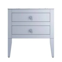 Crosswater Canvass Storm Grey Matt 700mm Double Drawer Unit with Carrara Marble Effect Worktop - Wall Hung Vanity Unit -Vanity Units Shop CV700WLSG D2 460