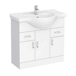 Cove White 850mm Freestanding Vanity Unit - Modern Bathroom Storage Solution