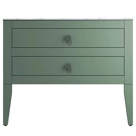 Crosswater Canvass Sage Green 900mm Double Drawer Unit with Carrara Marble Effect Worktop | Wall Hung Vanity Unit 3 Crosswater Canvass Sage Green 900mm Double Drawer Unit with Carrara Marble Effect Worktop | Wall Hung Vanity Unit - Image 3