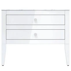Crosswater Canvass White Gloss 900mm Double Drawer Unit with Carrara Marble Effect Worktop - Wall Hung Vanity Unit -Vanity Units Shop CV900WLWG D2 460