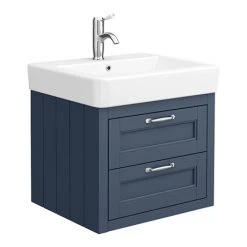 Chatsworth Traditional Blue 560mm 2 Drawer Wall Hung Vanity | Stylish Bathroom Storage Solution
