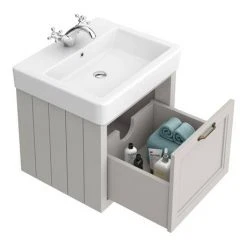 Chatsworth Traditional Grey 560mm Wall Hung Vanity Unit - Modern Bathroom Storage -Vanity Units Shop CWH560GRY detail3 460
