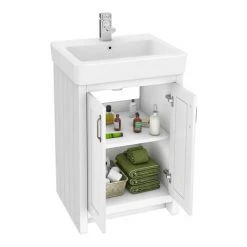 Chatsworth Traditional White Double Basin Vanity + Cupboard Combination Unit | Elegant Bathroom Furniture Pack -Vanity Units Shop CWHT142PK nw d3 460