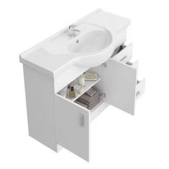 Cove White 1050mm Large Freestanding Vanity Unit - Modern Bathroom Storage Solution -Vanity Units Shop Cove White 1050mm Large Vanity Unit n detail1 460