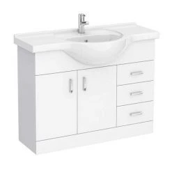 Cove White 1050mm Large Freestanding Vanity Unit - Modern Bathroom Storage Solution