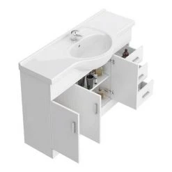 Cove White 1200mm Large Freestanding Vanity Unit - Elegant Bathroom Storage Solution -Vanity Units Shop Cove White 1200mm Large Vanity Unit n d1 460